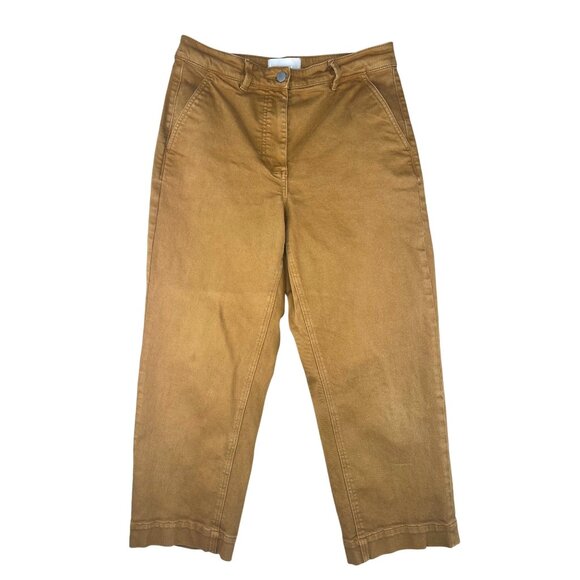 Everlane Cropped Straight Short Pants Womens Size 8 Ochre Cotton Blend Casual - Picture 3 of 14